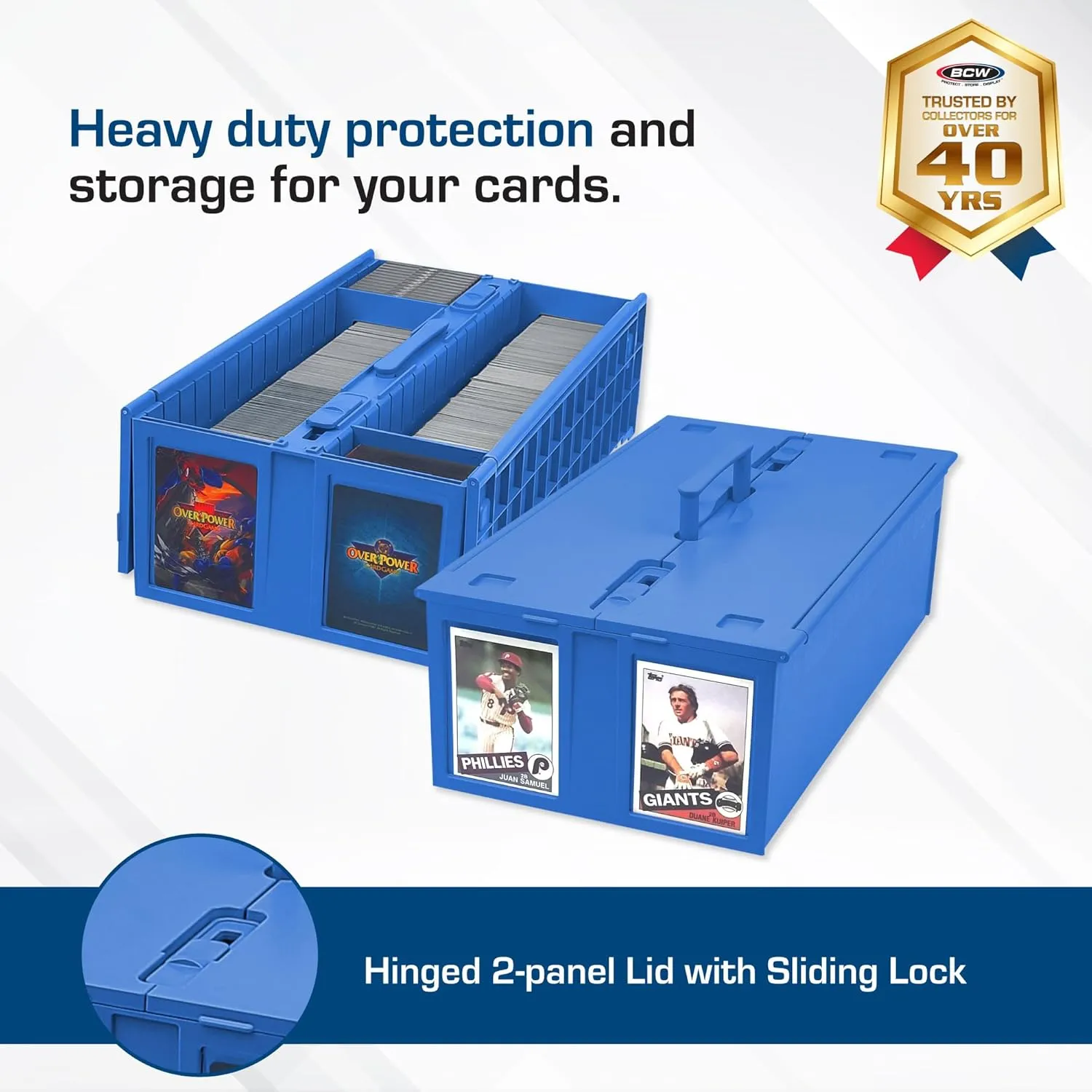 BCW Collectible Card Bin – (2-Pack, Blue) | Holds up to 1600 Cards | Plastic Storage Box for Pokémon, MTG & Sports Cards