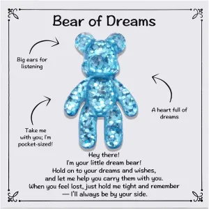 Bear of Dreams Card Gift for Dreamers, Pocket-Sized Resin Bears Keepsake, Daily Motivation Reminder Gifts, Mini Dream Bear Pocket Hug Gift for Inspire Confidence, Success, Dreams