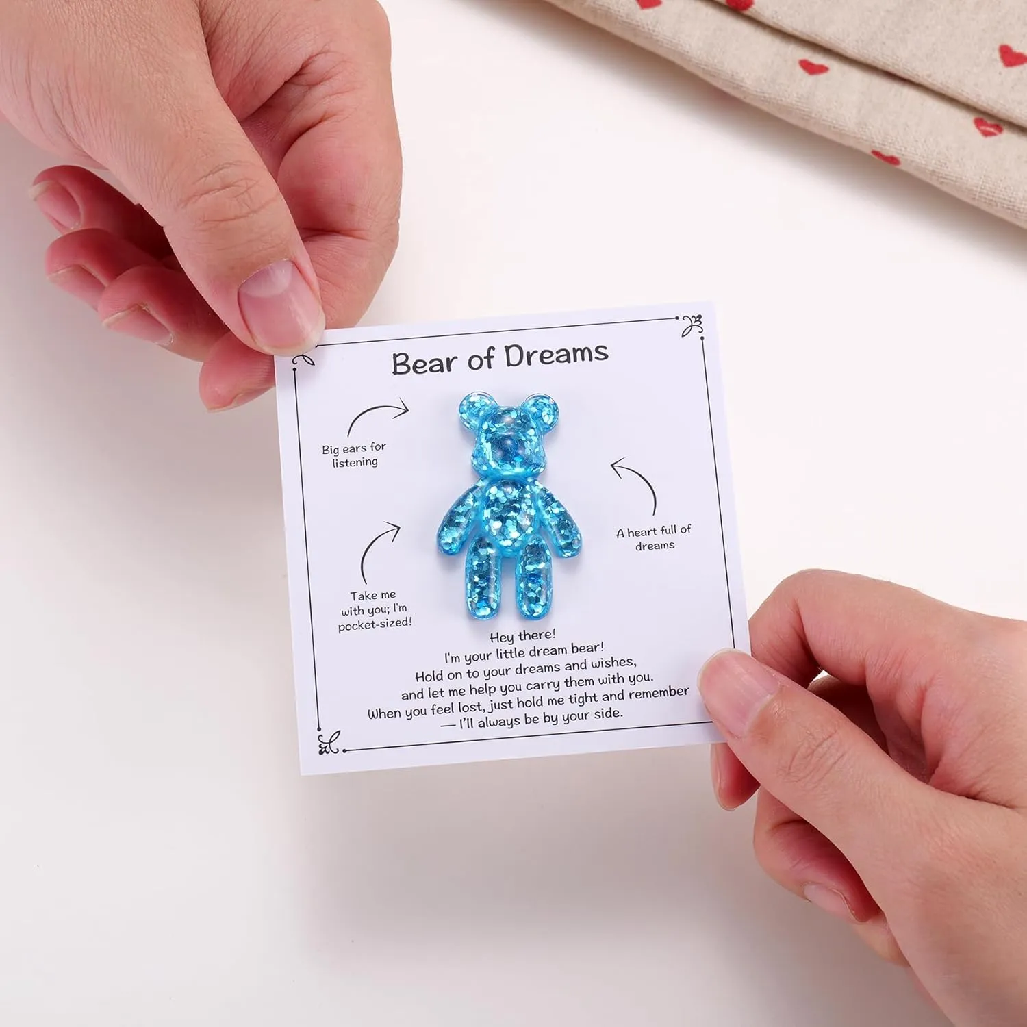 Bear of Dreams Card Gift for Dreamers, Pocket-Sized Resin Bears Keepsake, Daily Motivation Reminder Gifts, Mini Dream Bear Pocket Hug Gift for Inspire Confidence, Success, Dreams
