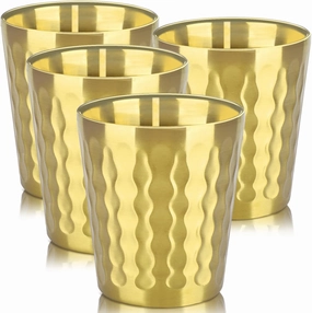Beasea 10oz Stainless Steel Cups, 4 Pack Gold Double Wall Metal Stackable Insulated Portable Drinking Tumblers Unbreakable Shatterproof Glasses for Home Restaurant Party Camping Travelling