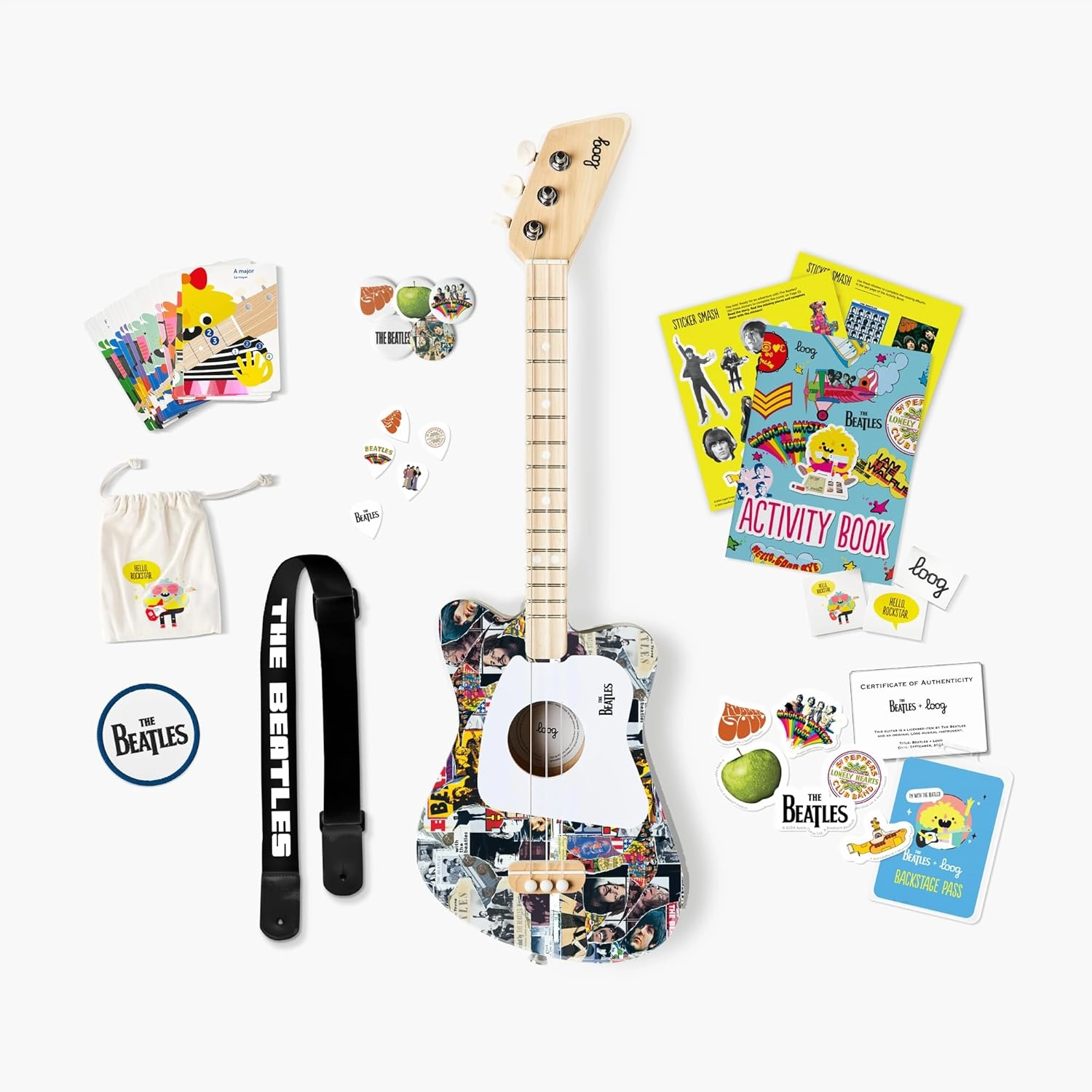 Beatles   Loog Mini Acoustic Guitar for Kids Toddler Children Ages 3  (Anthology)