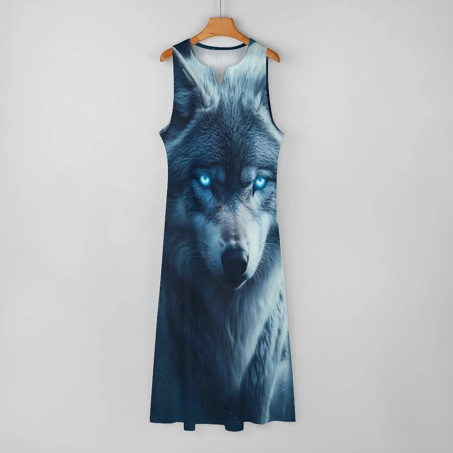Beautiful Night Three Wolf Women's Maxi Dress V-Neck Sleeveless Summer Casual Beach Long Dresses