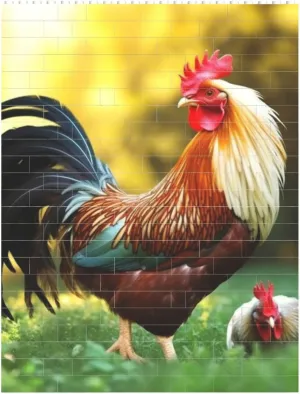Beautiful Rooster Hen Building Block Puzzle Personalized Building Bricks for Adults Square Shaped DIY Brick Block Puzzles Valentine's Day Gifts for Home Decor Brick Puzzle