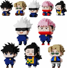 Beego 5 JJK Anime Figures Building Kit Set, Jujutsu Kaisen Merch Gojo-Yuji-Megumi-Suguru-Nanami Brick Mini Headz, Famous Top Japanese Manga Cute Characters Collectible Model for Fans(961PCS)