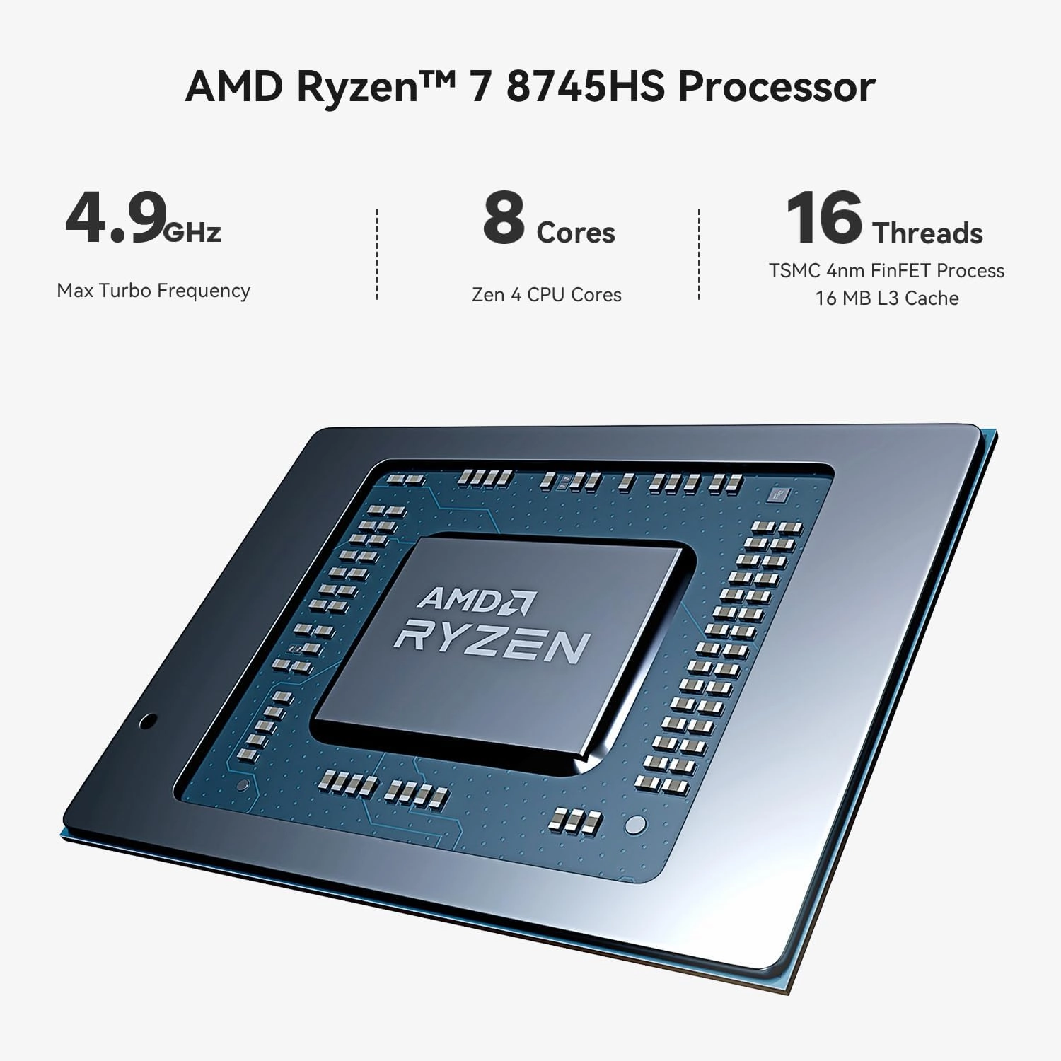 Beelink SER8 Mini PC, AMD Ryzen7 8745HS up to 4.9GHz(8C/16T),Mini Computer 32GB DDR5 RAM/1TB PCIe4.0 SSD/AMD Radeon 780M 12core 2600MHz Support 4K Triple Display/WiFi 6/BT5.2/2.5G LAN/HDMI DP/USB4