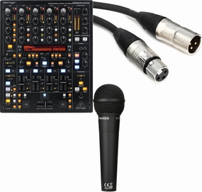 Behringer DDM4000 5-Channel Digital DJ Mixer Bundle with XM8500 Cardioid Dynamic Vocal Microphone, Professional XLR Cable, High-Performance Audio Mixer for DJs, Live Performances, and Studio Use