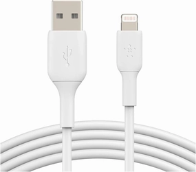 Belkin BoostCharge Lightning Cable 2-Pack - 3.3ft/1M - MFi Certified Apple iPhone Charger USB-A to Lightning - USB Phone Charger Cord - White