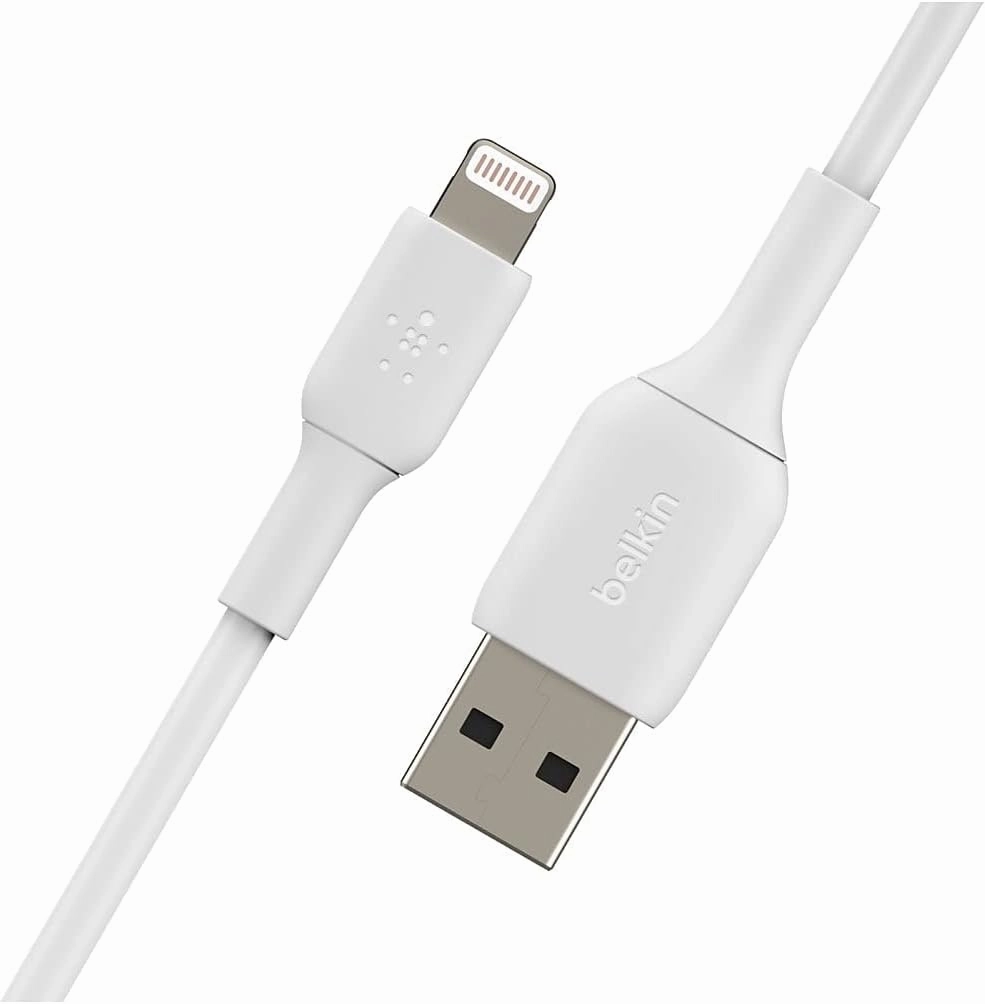 Belkin BoostCharge Lightning Cable 2-Pack - 3.3ft/1M - MFi Certified Apple iPhone Charger USB-A to Lightning - USB Phone Charger Cord - White
