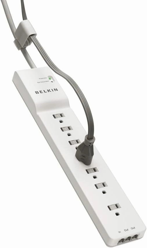 Belkin Power Strip, Belkin Surge Protector with 7 AC Multiple Outlets, 6 ft Long Heavy Duty Extension Cord for Home, Office, Travel, Laptop, Computer Desktop & Phone Charger - White (2320 Joules), 6'