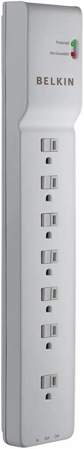 Belkin Power Strip, Belkin Surge Protector with 7 AC Multiple Outlets, 6 ft Long Heavy Duty Extension Cord for Home, Office, Travel, Laptop, Computer Desktop & Phone Charger - White (2320 Joules), 6'