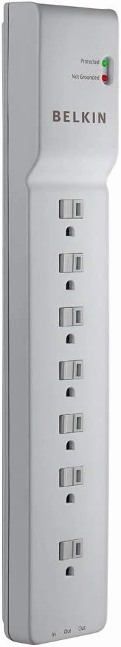 Belkin Power Strip, Belkin Surge Protector with 7 AC Multiple Outlets, 6 ft Long Heavy Duty Extension Cord for Home, Office, Travel, Laptop, Computer Desktop & Phone Charger - White (2320 Joules), 6'