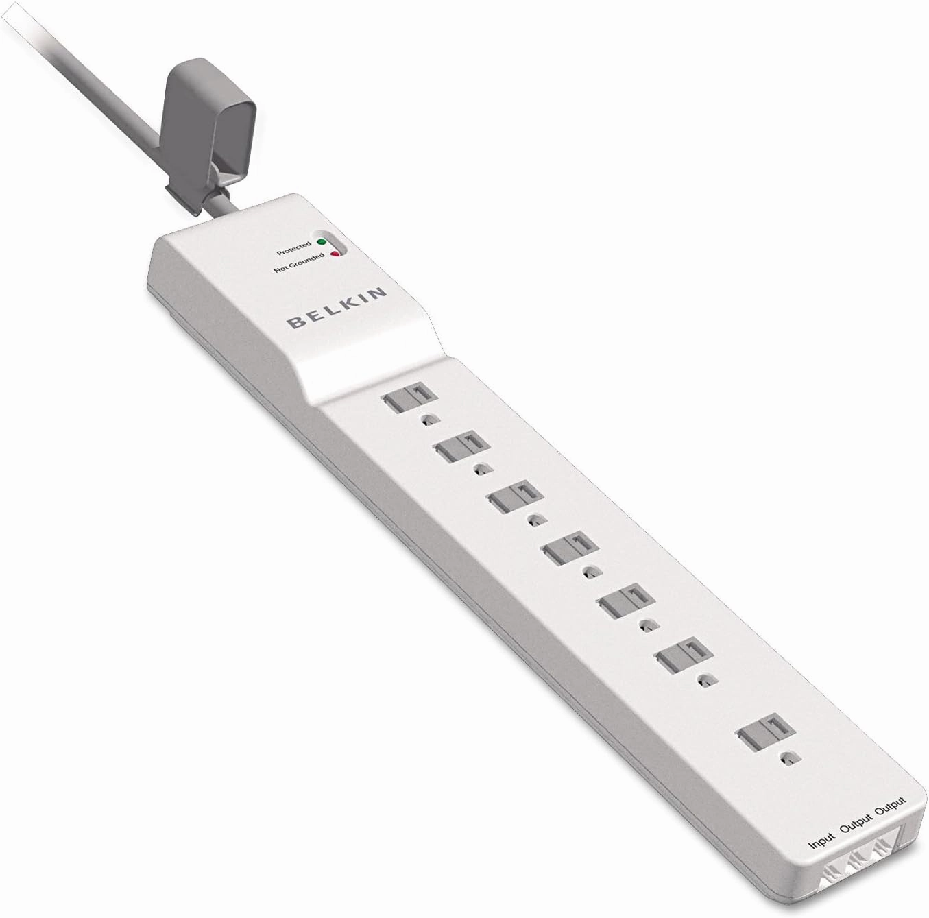 Belkin Power Strip, Belkin Surge Protector with 7 AC Multiple Outlets, 6 ft Long Heavy Duty Extension Cord for Home, Office, Travel, Laptop, Computer Desktop & Phone Charger - White (2320 Joules), 6'