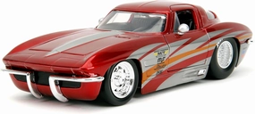 Big Time Muscle 1:24 1963 Chevy Corvette Stingray Die-Cast Car, Toys for Kids and Adults(Red/Silver)