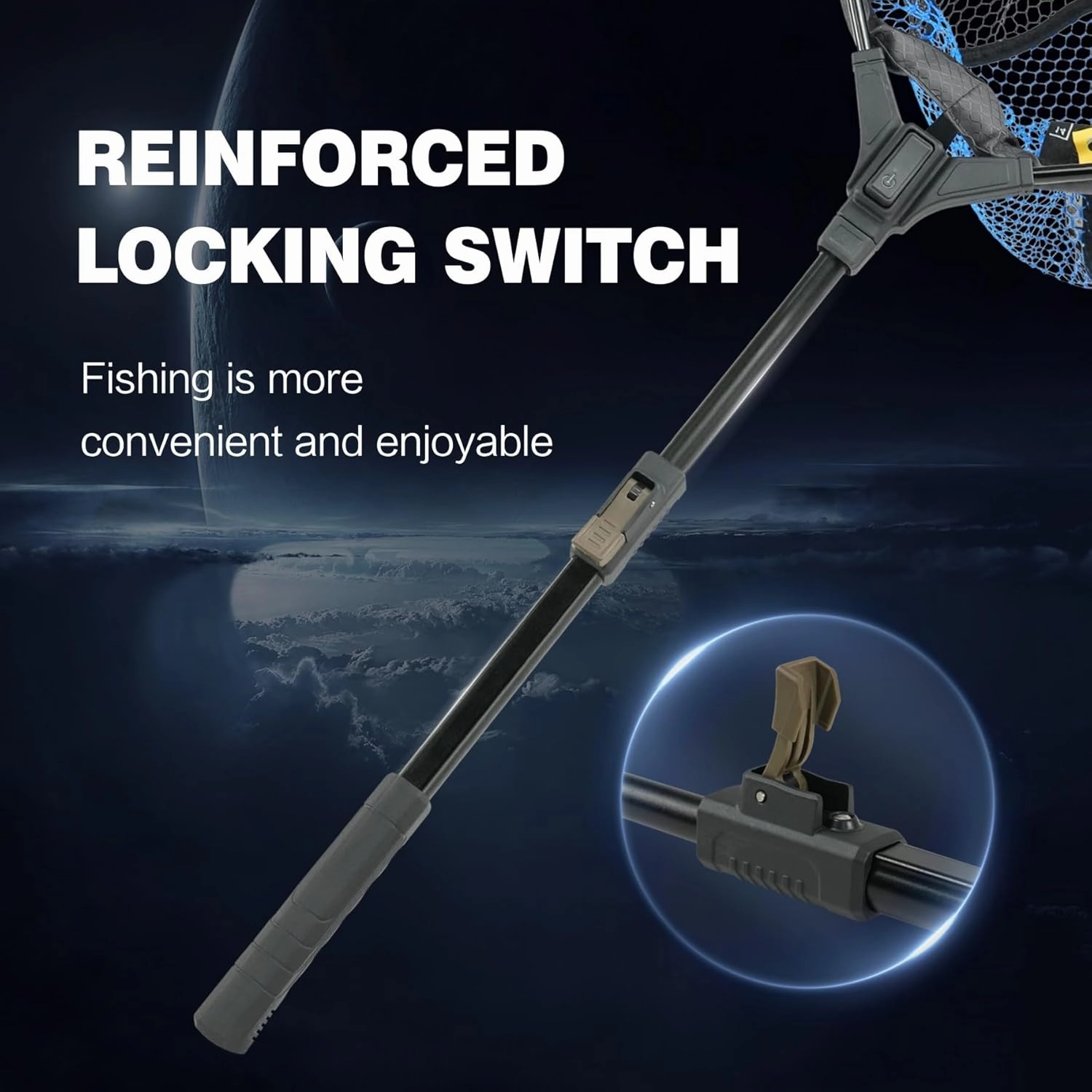 Black Paw Fly Fishing Net with Handle, Rubber Fishing Net for Trout, Foldable Extendable Fish Landing Net, Fish-Friendly Design for Safe Catch and Release