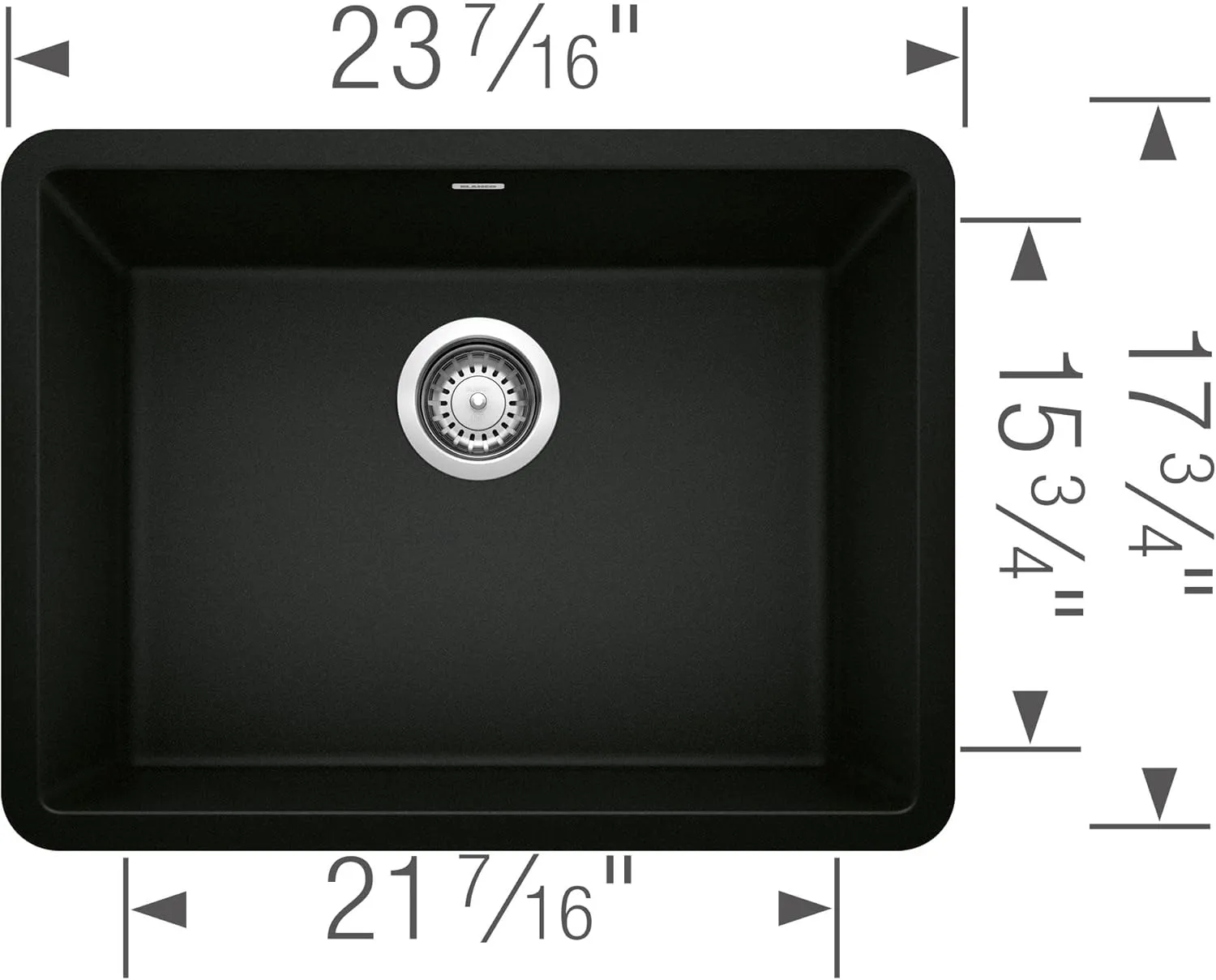 BLANCO Precis Ktichen Sink, 24x17x8 Coal Black
