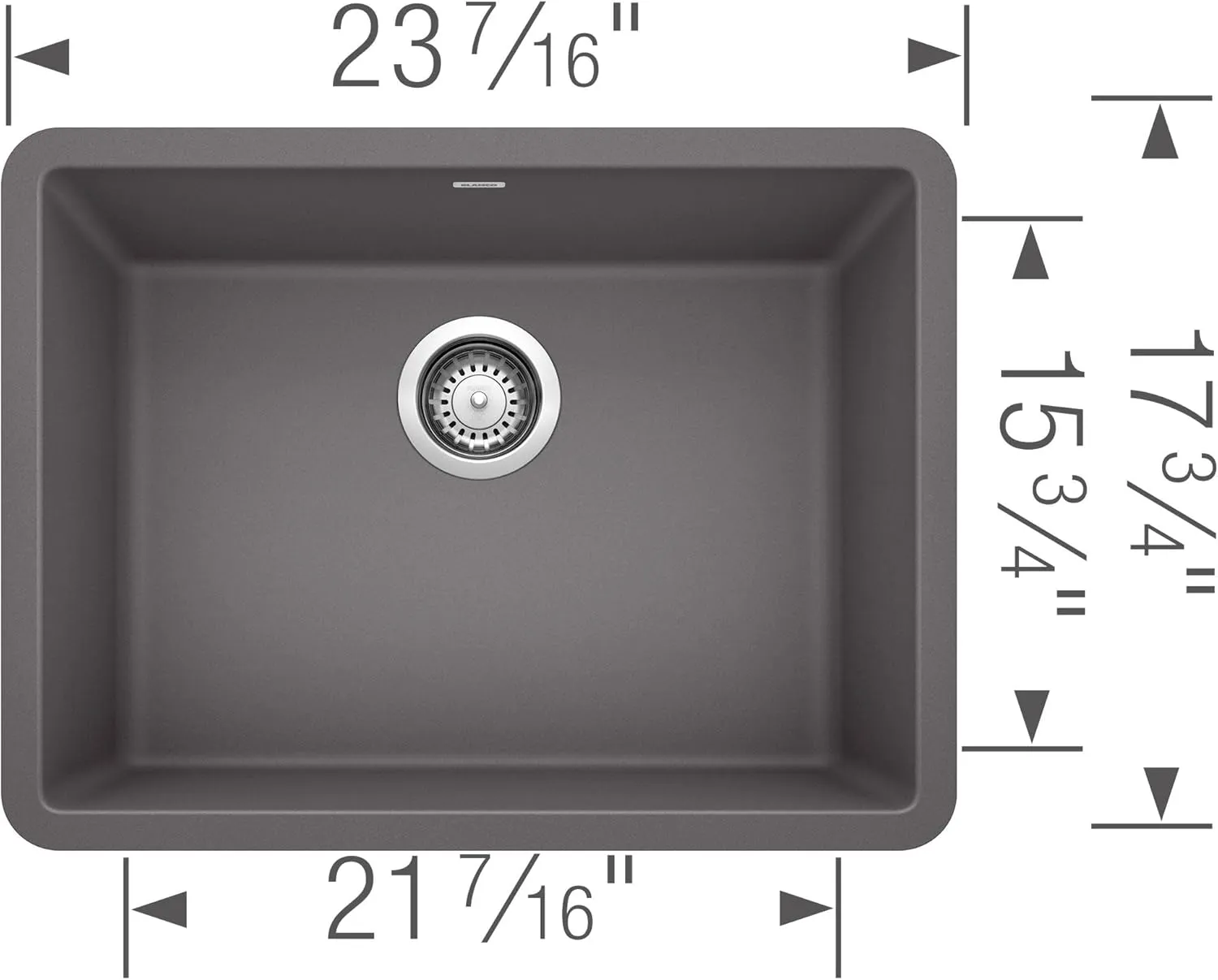 BLANCO Precis Ktichen Sink, 24x17x8 Coal Black