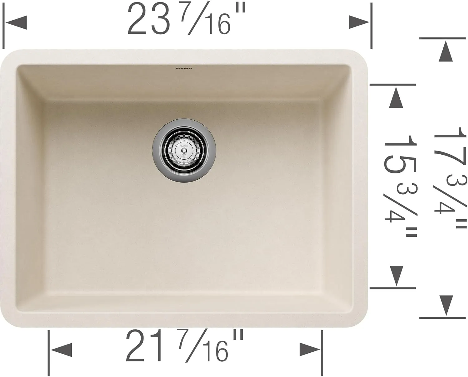 BLANCO Precis Ktichen Sink, 24x17x8 Coal Black