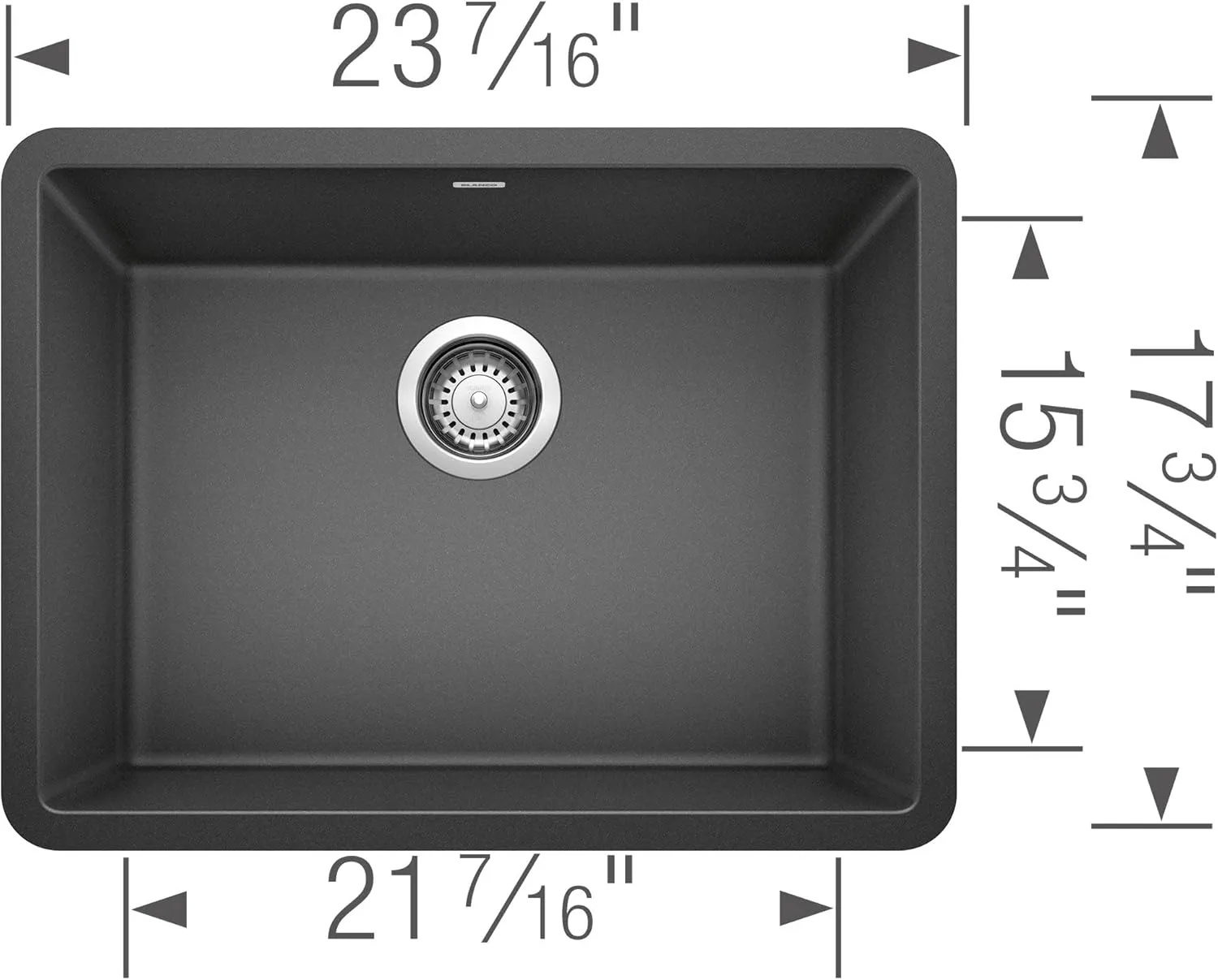 BLANCO Precis Ktichen Sink, 24x17x8 Coal Black