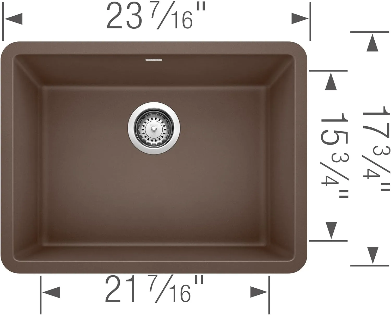 BLANCO Precis Ktichen Sink, 24x17x8 Coal Black