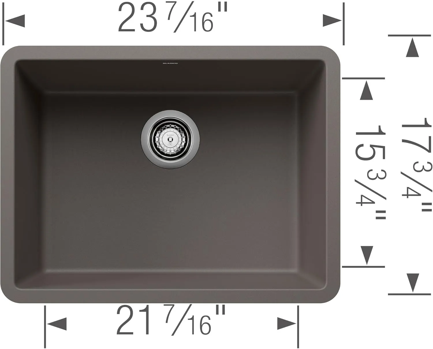 BLANCO Precis Ktichen Sink, 24x17x8 Coal Black