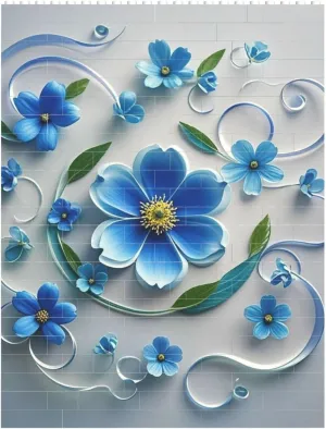 Blue Mini Flower Swirl Building Block Puzzle Personalized Building Bricks for Adults Square Shaped Block Puzzle Building Valentine's Day Gifts for Home Decor Brick Puzzle