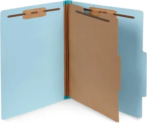 Blue Summit Supplies 30 Blue Classification Folders - 1 Divider - 2 Inch Tyvek Expansions - Durable 2 Prongs for Standard Medical Files, Law Client Files, Office Reports - Letter Size, Blue, 30 Pack
