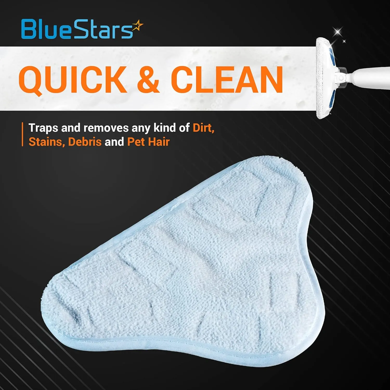 BlueStars 8-Pack H2OX5 Microfiber Steam Mop Pads Replacement for H2O H20 Steam Mop X5 – Washable & Reusable, Exact Fit for H2O X5 Models