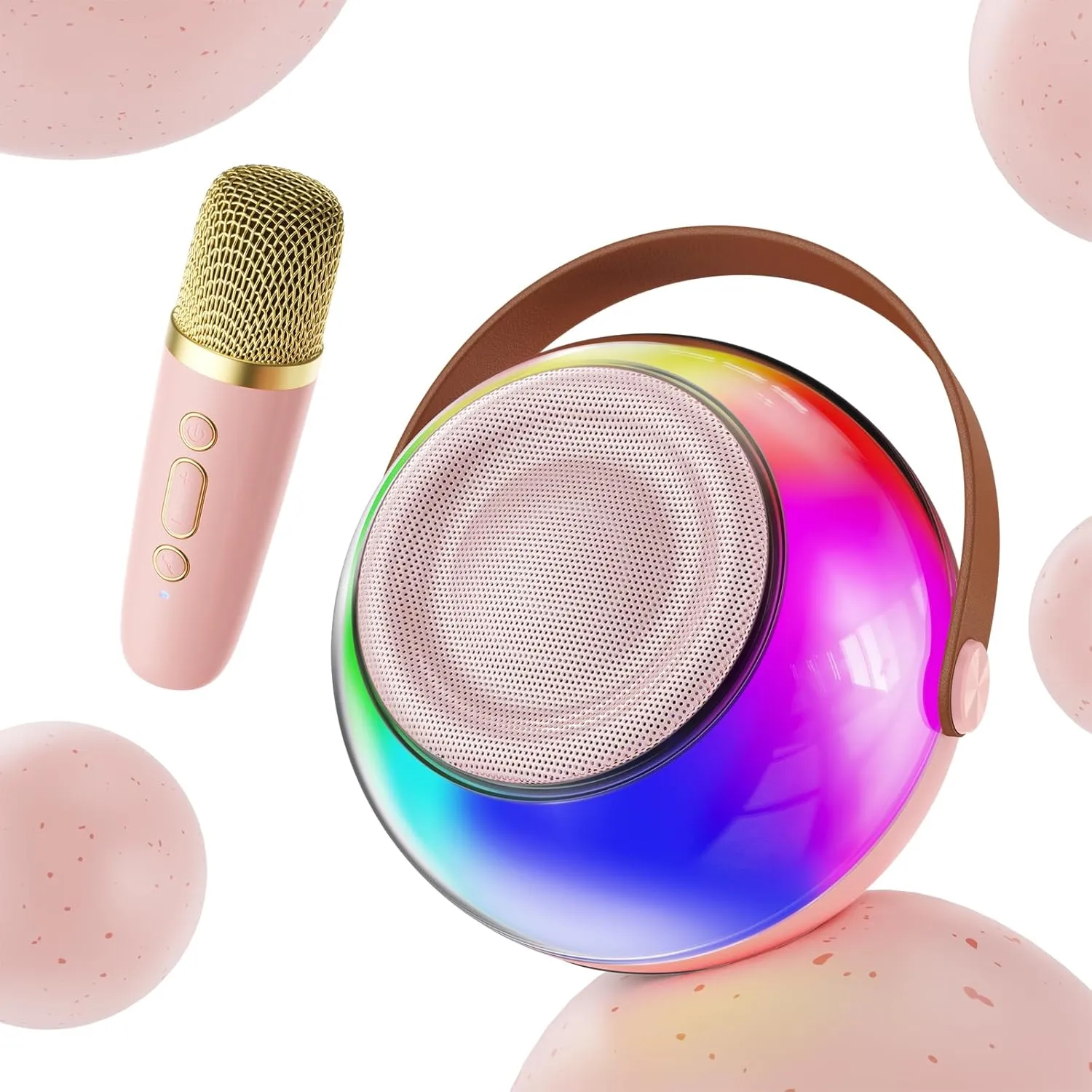 BOGO Free! PPMIC Mini Karaoke Machine for Kids, 2025 Latest Portable Bluetooth Speaker with Wireless Microphones, Magic Sing Toy for Girls/Boys, Ideal Christmas Birthday Party Gift (Pink, 1 Mic)