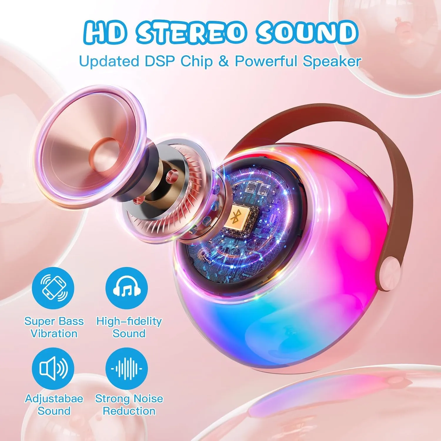 BOGO Free! PPMIC Mini Karaoke Machine for Kids, 2025 Latest Portable Bluetooth Speaker with Wireless Microphones, Magic Sing Toy for Girls/Boys, Ideal Christmas Birthday Party Gift (Pink, 1 Mic)