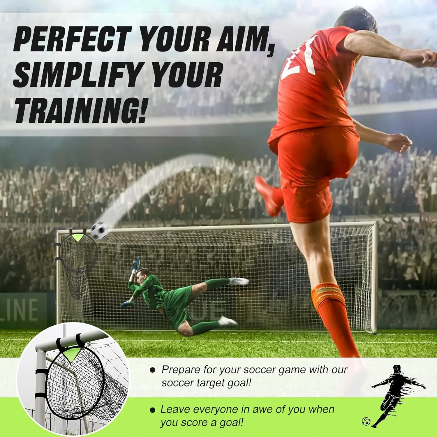 BOHEN Soccer Targets Goal Set of 2pc - Pop-up Portable Top Bins Target - Shooting Accuracy Training Soccer Goal for Endless Fun and Skill Building with Carrying Bag