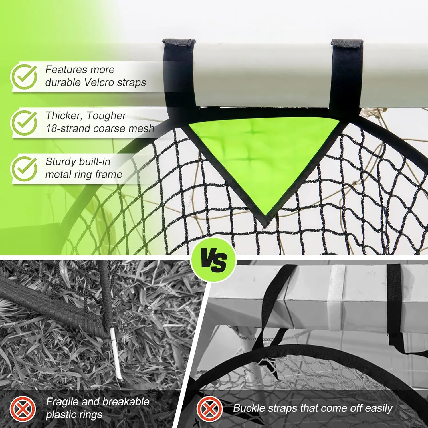 BOHEN Soccer Targets Goal Set of 2pc - Pop-up Portable Top Bins Target - Shooting Accuracy Training Soccer Goal for Endless Fun and Skill Building with Carrying Bag