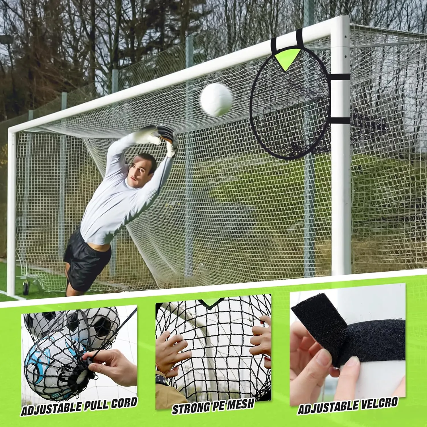 BOHEN Soccer Targets Goal Set of 2pc - Pop-up Portable Top Bins Target - Shooting Accuracy Training Soccer Goal for Endless Fun and Skill Building with Carrying Bag