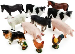 Boley Farm Animal Figures - 12 Pack Realistic Plastic Animal Toys for Kids Ages 3 and Up