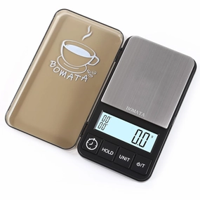 BOMATA Upgraded 2000 g x 0.1 g Espresso Scale with Timer, Small & Thin Mini Digital Travel Pocket Coffee Scale, Grams and Ounces with Silicone Mat, High Precision.. CS150 0.1 g