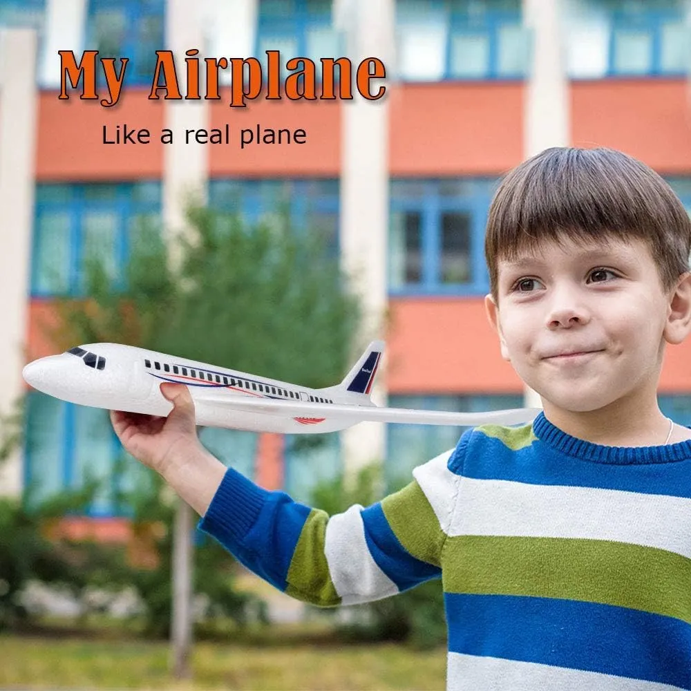 BooTaa Toy Airplanes, 2 Pack 20" Airplane Toys, Outdoor Kids Toys, Large Foam Plane Glider, Outside Toys, Birthday Gifts/Toys for 3 4 5 6 7 8 9 10 Year Old Boys Girls, Outdoor Yard Games for Kids