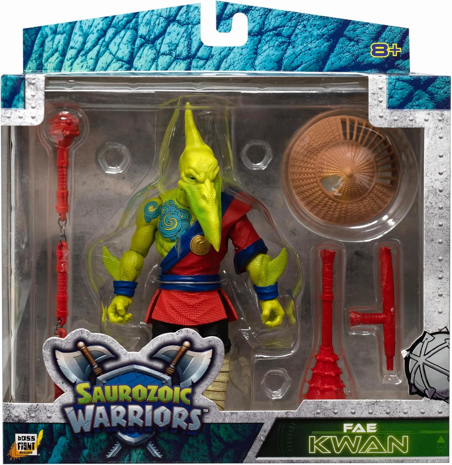 Boss Fight Studio Saurozoic Warrior FAE Kwan Futuristic, Armored Dinosaur Hero – Highly Articulated, Posable Collectible Action Figure with Full Range of Accessories – 6 Inch Scale 1:12, Ages 8 