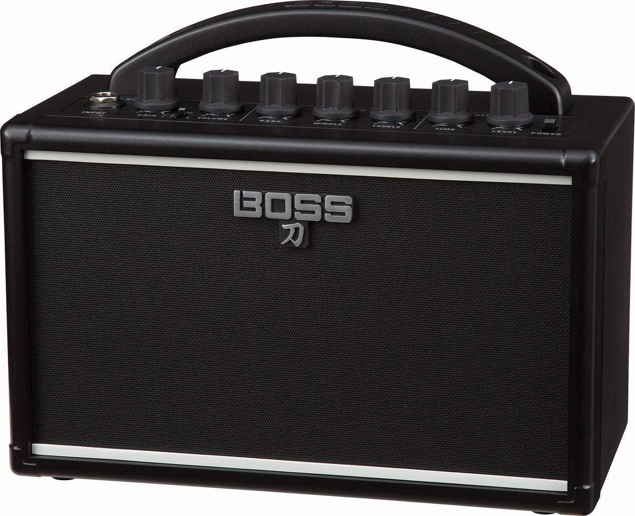 Boss Katana Mini Guitar Amplifier Bundle with Power Supply, Instrument Cable, Austin Bazaar Exclusive 24-Pack Picks, and Polishing Cloth