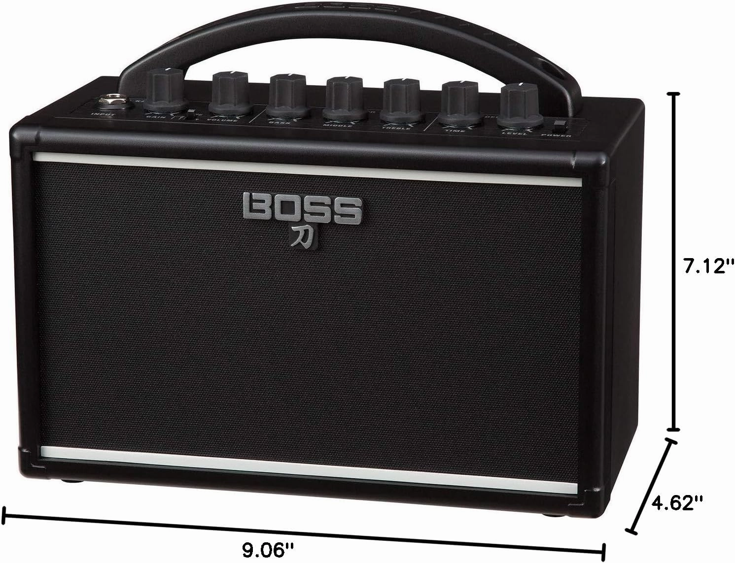 Boss Katana Mini Guitar Amplifier Bundle with Power Supply, Instrument Cable, Austin Bazaar Exclusive 24-Pack Picks, and Polishing Cloth