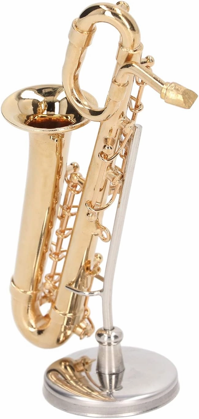 Brass Miniature Saxophone Mini Saxophone Model Musical Instrument Replica Dollhouse Home Decoration