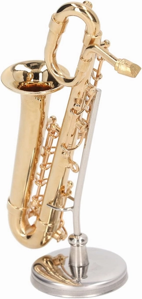 Brass Miniature Saxophone Mini Saxophone Model Musical Instrument Replica Dollhouse Home Decoration