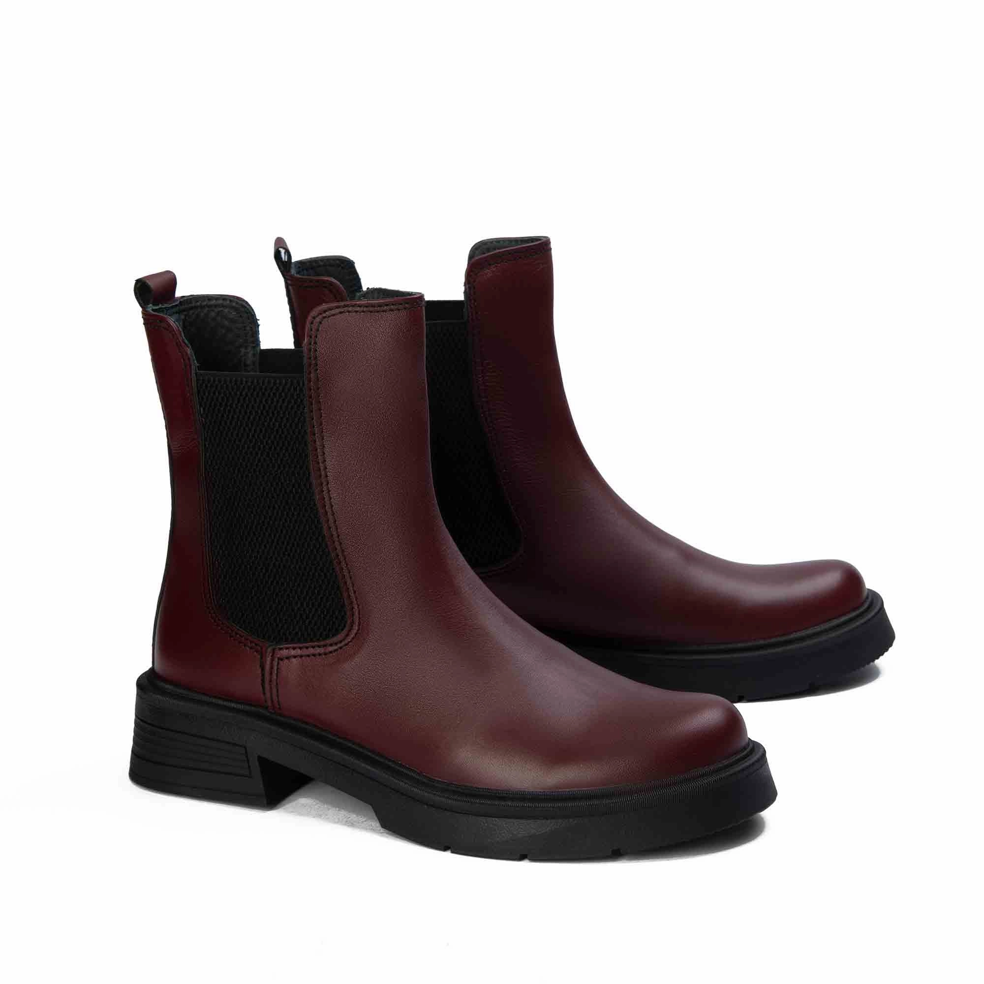 Brio Urban Rover Natural Leather Boot-Burgundy