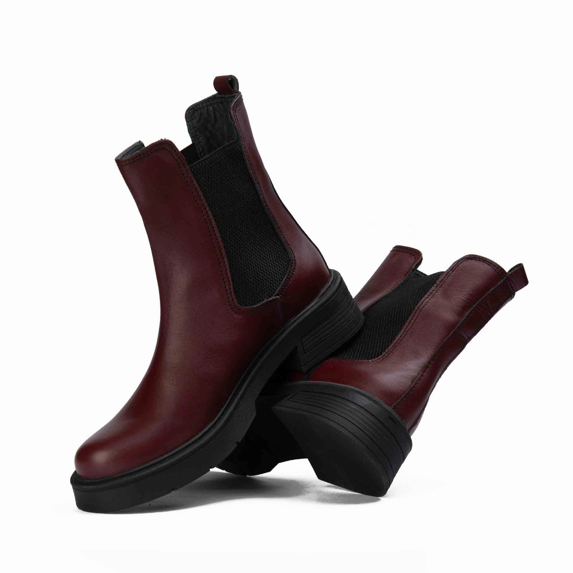 Brio Urban Rover Natural Leather Boot-Burgundy
