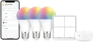 Broadlink Smart Bulbs Starter Kit - 3 A19 FastCon Color Changing Light Bulbs with Music Sync, 1 Wireless Scene Switch and Hub Included, 16 Million Colors, Works with Alexa, Google Home, 5 Piece Set