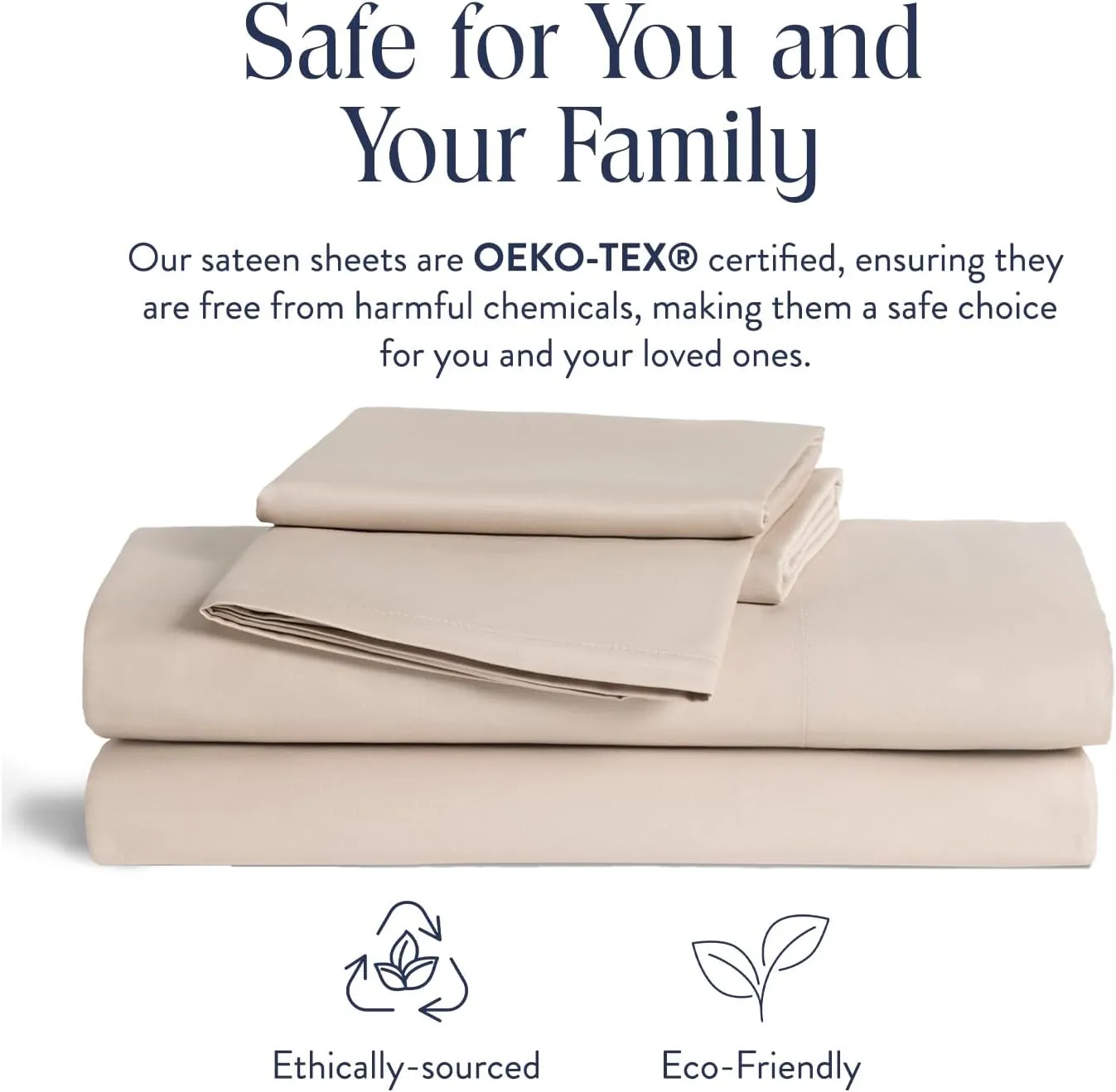 Brooklinen Luxury Sateen 4 Piece California King Size Sheets Set in Pebble - 100% Cotton Sateen Sheets - 1 Fitted Sheet, 1 Flat Sheet, 2 Pillowcases