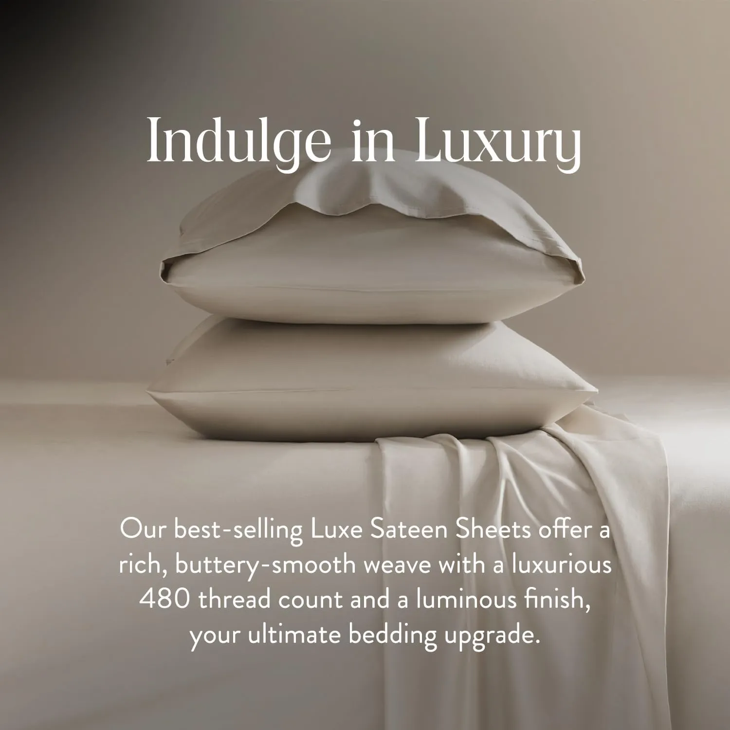 Brooklinen Luxury Sateen 4 Piece California King Size Sheets Set in Pebble - 100% Cotton Sateen Sheets - 1 Fitted Sheet, 1 Flat Sheet, 2 Pillowcases