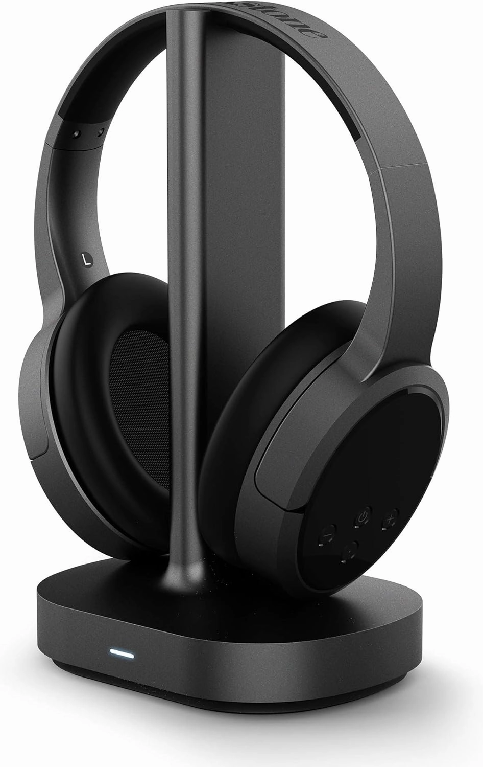Brookstone AirPhones Wireless RF Over Ear Headphones with Wireless Transmitting Audio/Charging Dock, 10 Hrs Playtime, Deep Bass 40mm Driver, Comfortable Ear-Pads, for TVs, Phones