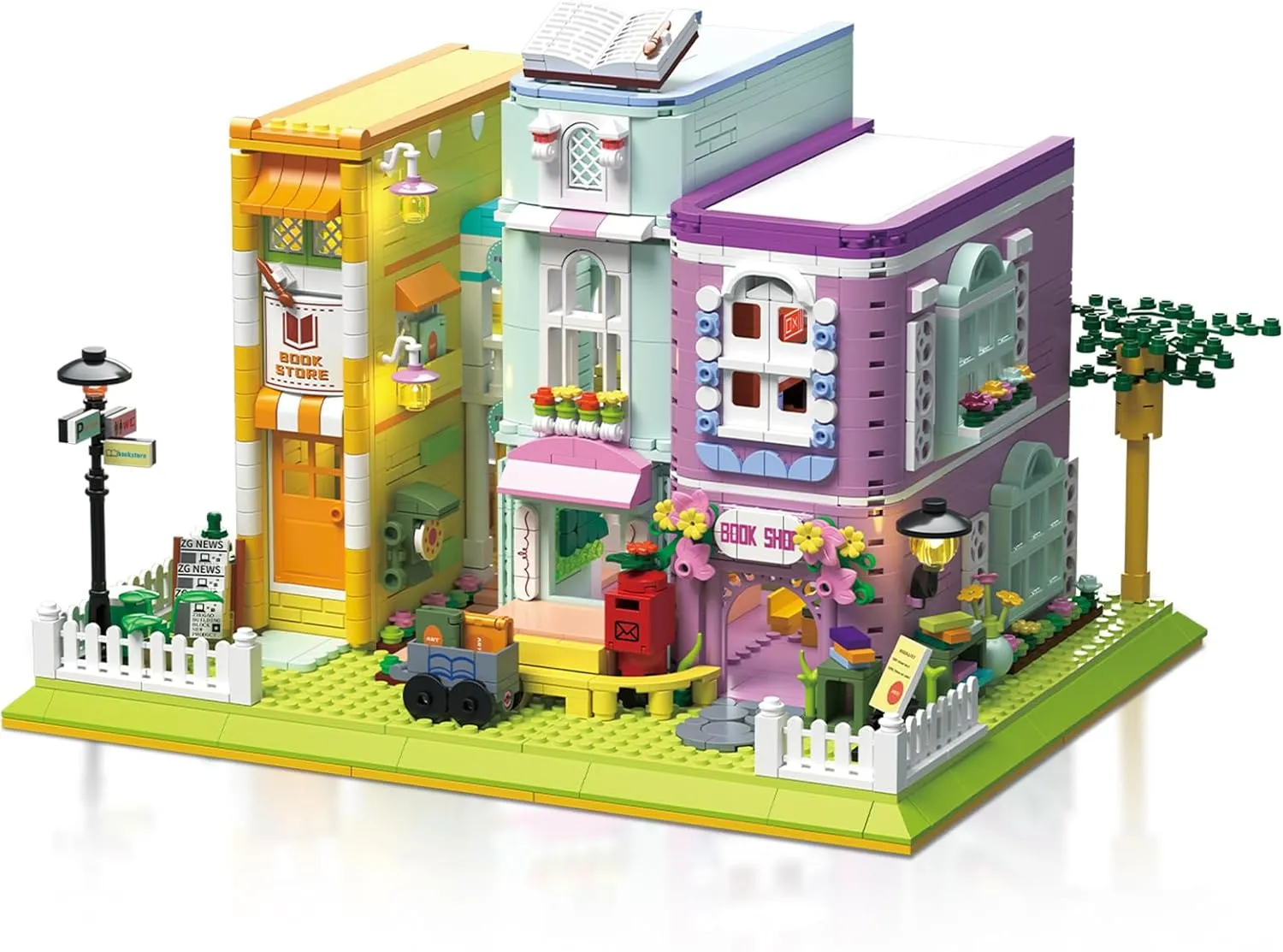 Building Block Set, Coffee Bookstore Small Bricks Model Kit, Creative Construction City Street Display, Hobbies Christmas Birthday Gift for Adults Children Teens Boys Girls 8  1699 PCS
