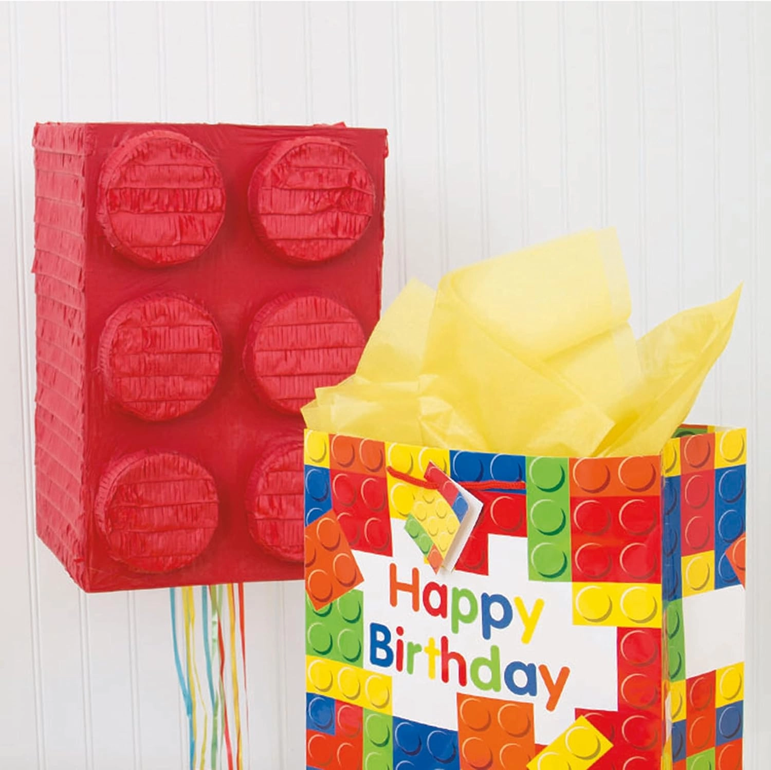Building Block Bricks 3D Pull String Pinata