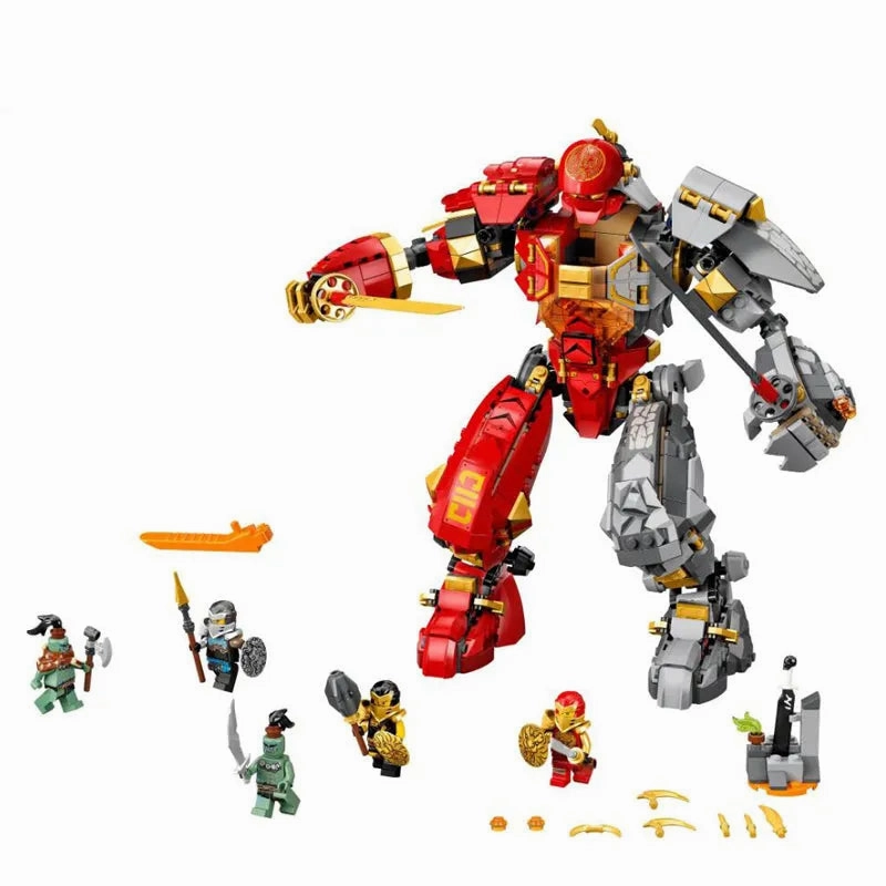 Building Block MOC Ninjago Fire Stone Mech Bricks Toy 7182