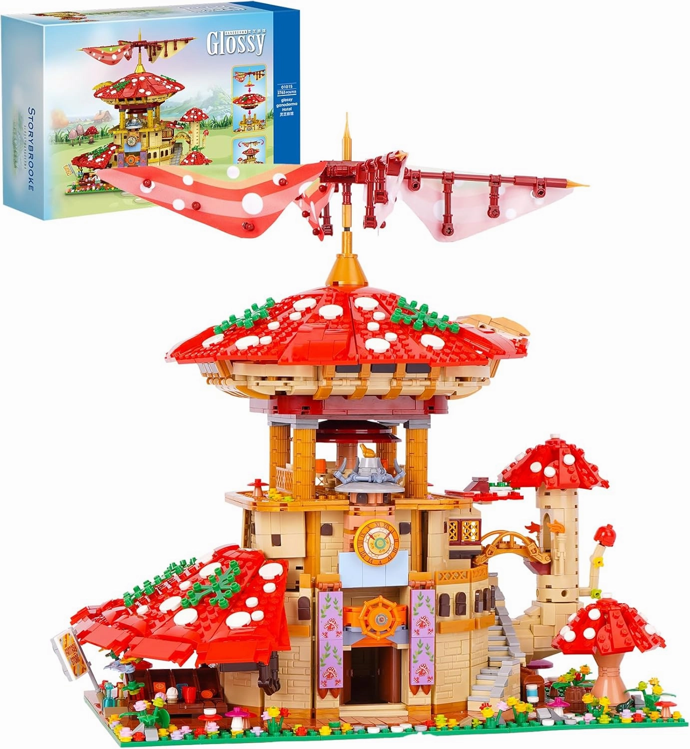 Building Blocks Set, Mushroom Inn Bricks Toys,Building Blocks Kit, Gift for Christmas, Birthday, New Year